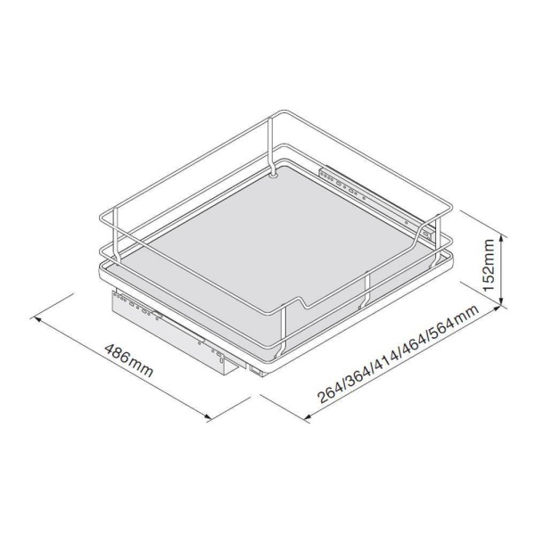 INDIVIDUAL PULL-OUT ORGANISER BASKET (Innostor Plus) in 8 cabinet widths - CHROME/GREY finish (ECF IP2IP)